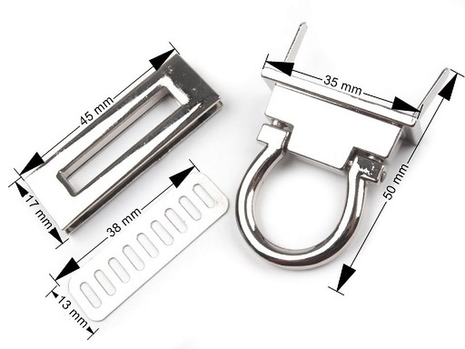 Zapínání na kabelku 17x45 nikl černý