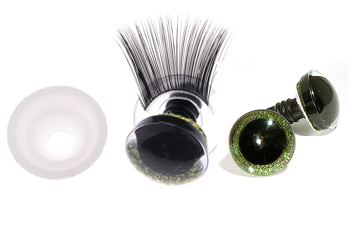 Bezpečnostní oči 18mm 3D zelené s řasami  - 2ks 