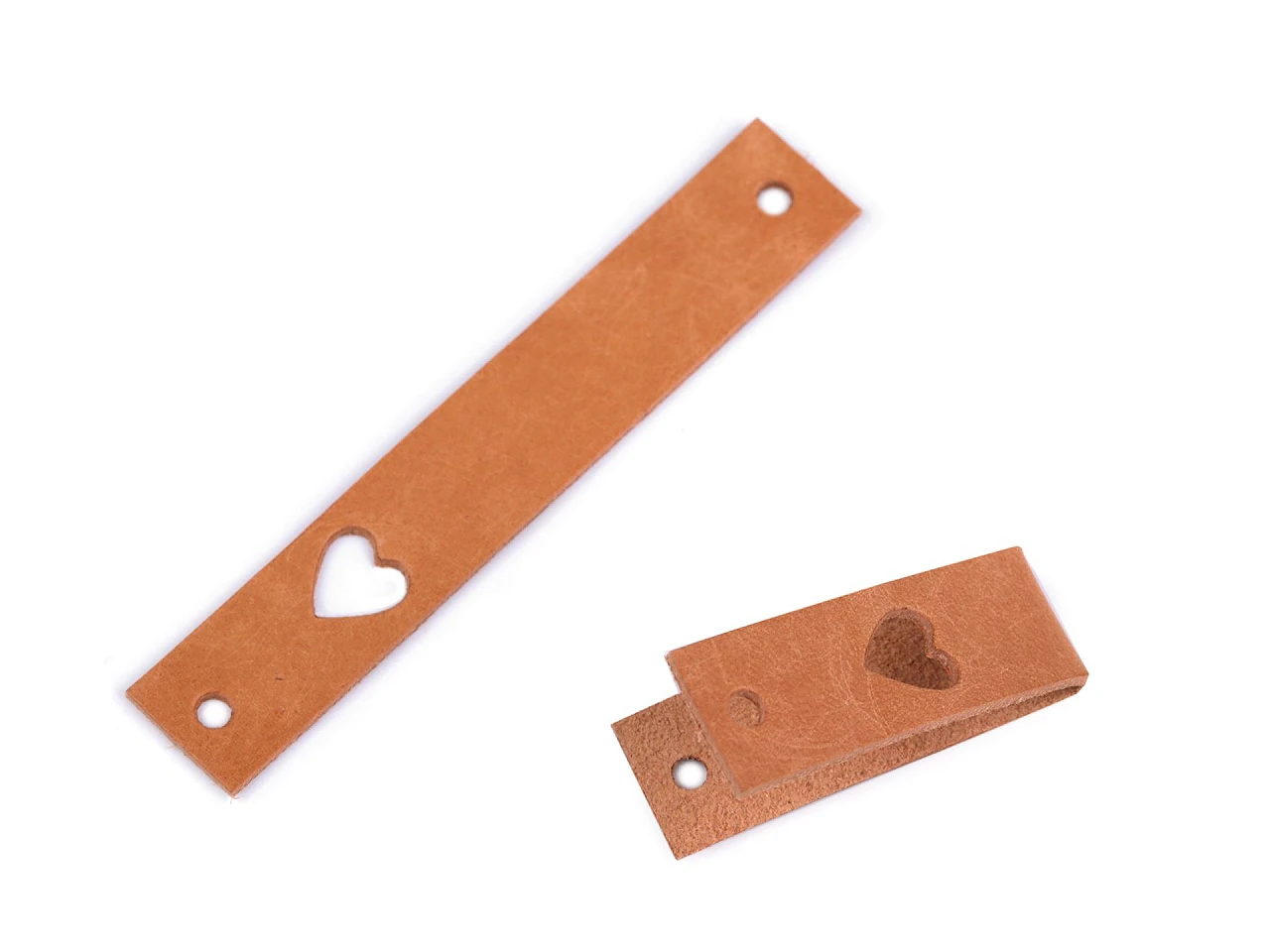 Kožený štítek srdce 12x70mm 5 hnědá přírodní