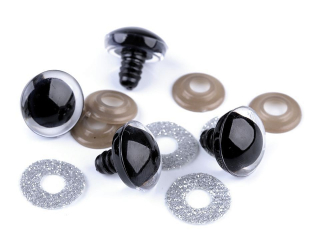 Bezpečnostní oči 25mm glitrové stříbrné
