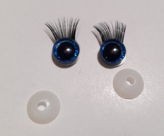 Bezpečnostní oči 18mm 3D modré s řasami  - 2ks 
