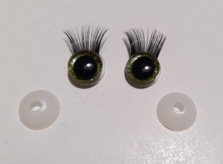 Bezpečnostní oči 18mm 3D zelené s řasami  - 2ks 