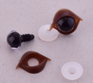Bezpečnostní oči 12mm 3D hnědé s víčky 2ks