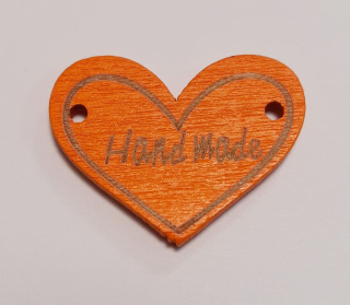 Hand Made srdce 30x22mm oranžové skladem 2ks
