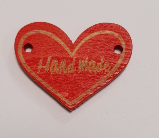 Hand Made srdce 30x22mm červené - skladem 1ks