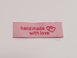 Hand made textilní 50x15mm růžová- skladem 3ks