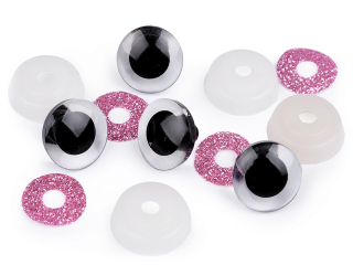 Bezpečnostní oči 20mm glitrové růžové