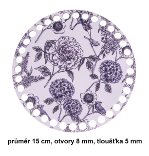 Víko kruh 15cm 8mm pivoňky