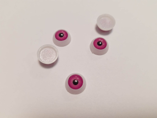 Oči 12mm duhovka růžová skladem 10 párů