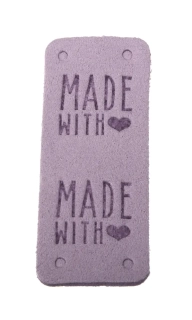 Made with ♥ 50x20mm na přeložení světle fialová  - skladem 4ks