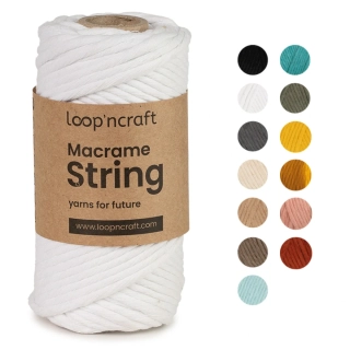 Macramé String 3mm 02 bílá - skladem 1ks 