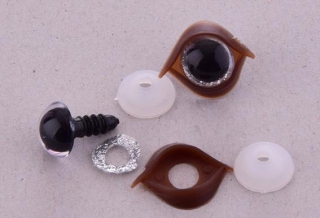 Bezpečnostní oči 12mm 3D stříbrné s víčky 2ks
