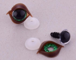 Bezpečnostní oči 12mm 3D zelené s víčky 2ks