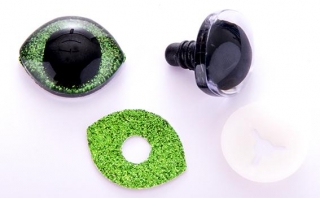 Bezpečnostní oči 3D 28,5 x 23,5 mm glitrová zelená